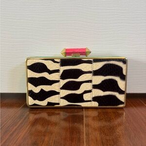 Zebra Print Clutch with Gold Accents